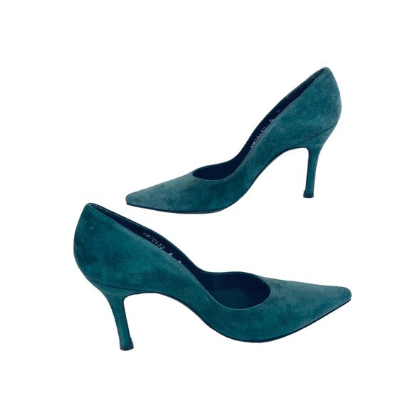 Stuart Weitzman Suede Heels Forest Green Pumps Size 6 - Picture 4 of 10